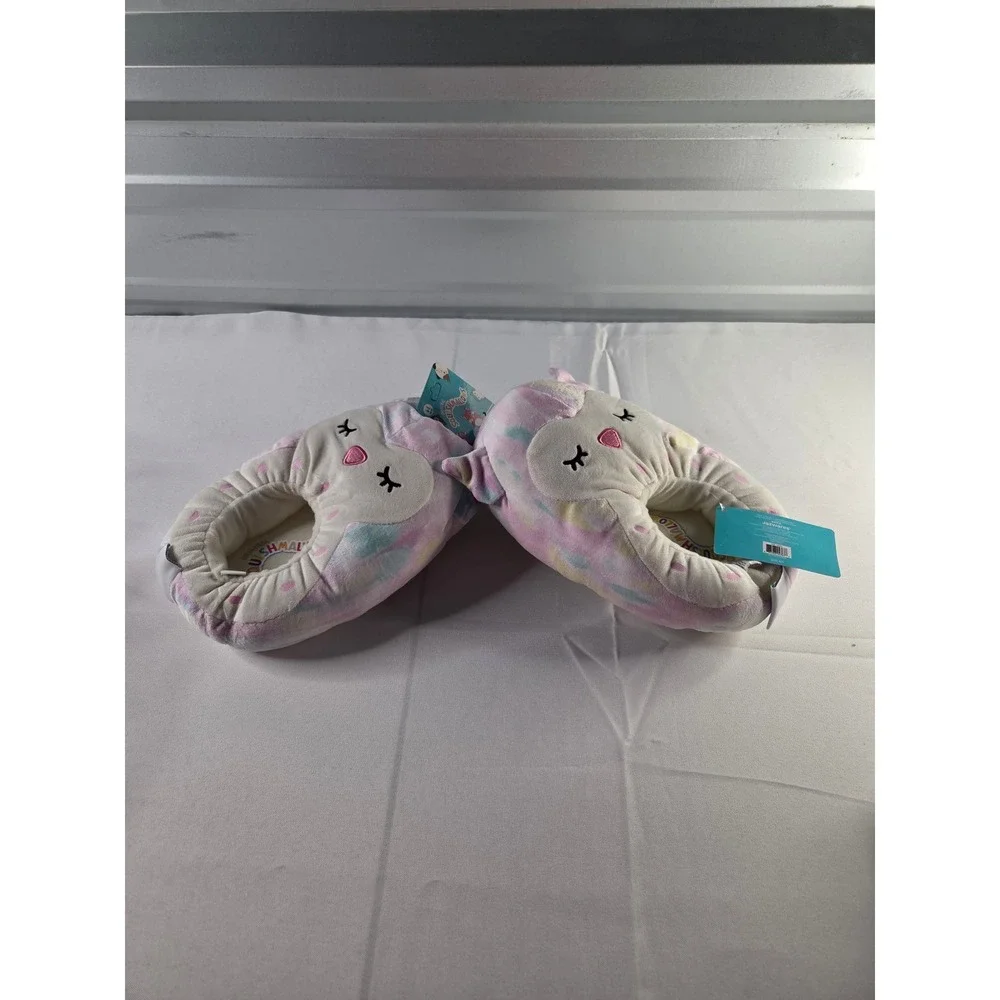 NWT Bundle Squishmallows Kids Slippers Size 4-5 Plush Rainbow & Whale